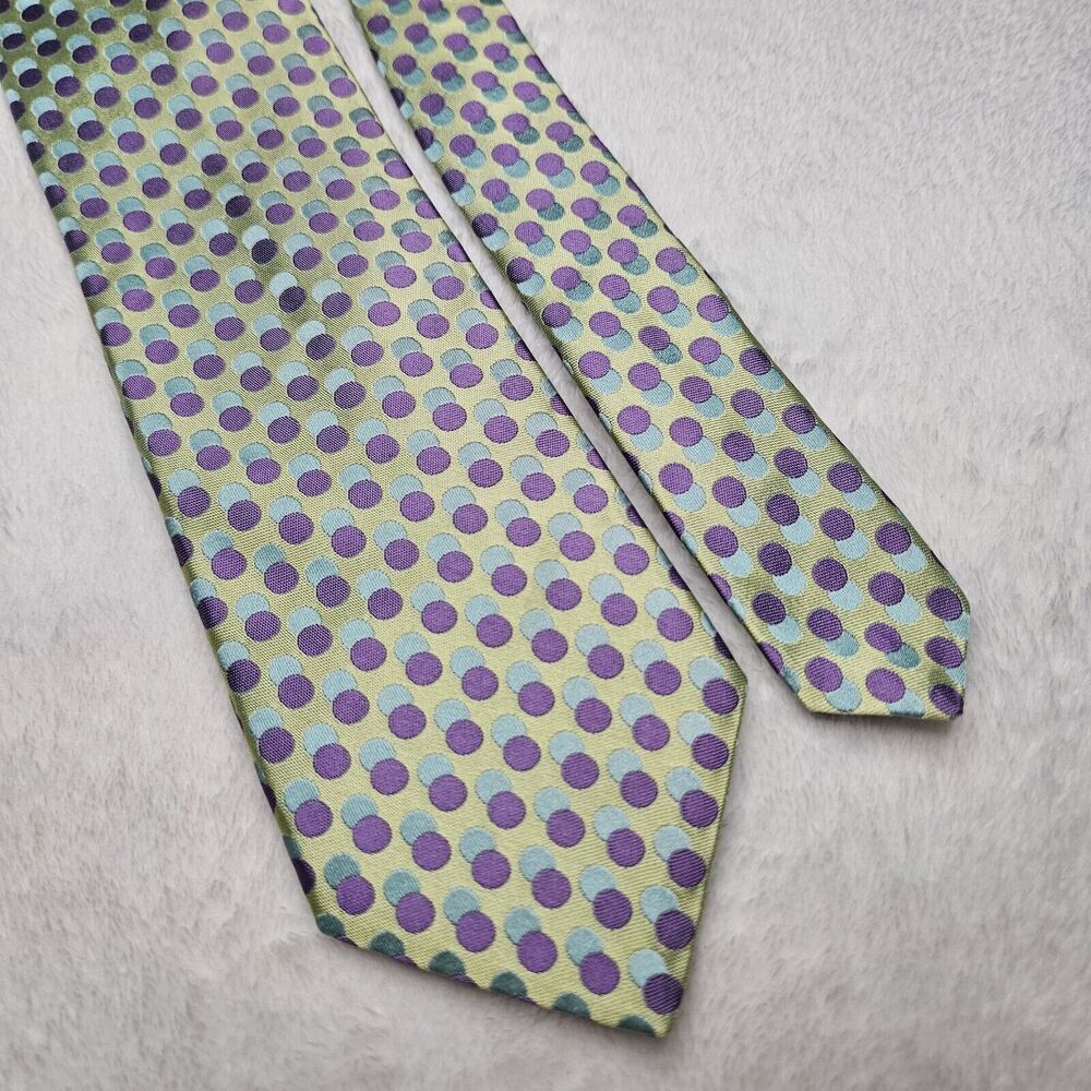 Ted Baker London Silk Ties Lot of 2 Circles Red Green Purple Retro Geometric - Picture 7 of 15